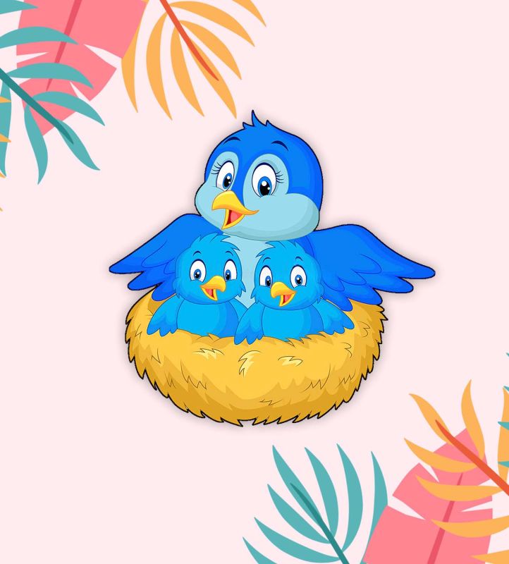 Bird Fridge Magnet for Refrigerator Stylish  Decorative Items for Kitchen & Home  Best Birthday Gifts for Kids  Cute Printed Bird Magnet Stickers (Mother Bird with Two Babies)